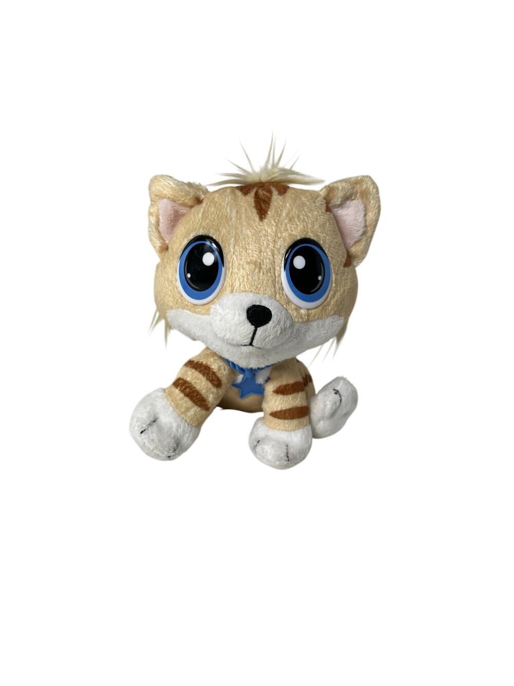 Little Tikes RT orange tabby cat/kitten plush 7" blue star big eyes